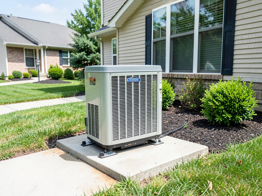 Standby home generator installed on a concrete pad beside a suburban house